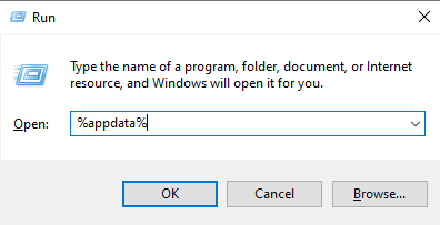 No prompt Executar, digite %appdata%