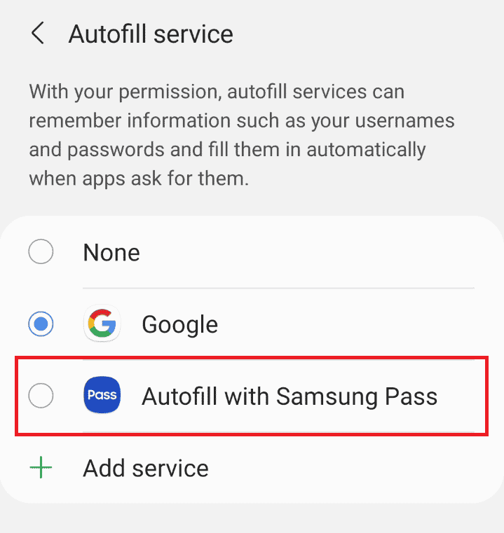 แตะบริการป้อนอัตโนมัติ - ป้อนอัตโนมัติด้วย Samsung Pass