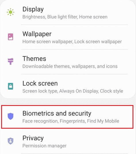 ปัดลงแล้วแตะ Biometrics และความปลอดภัย