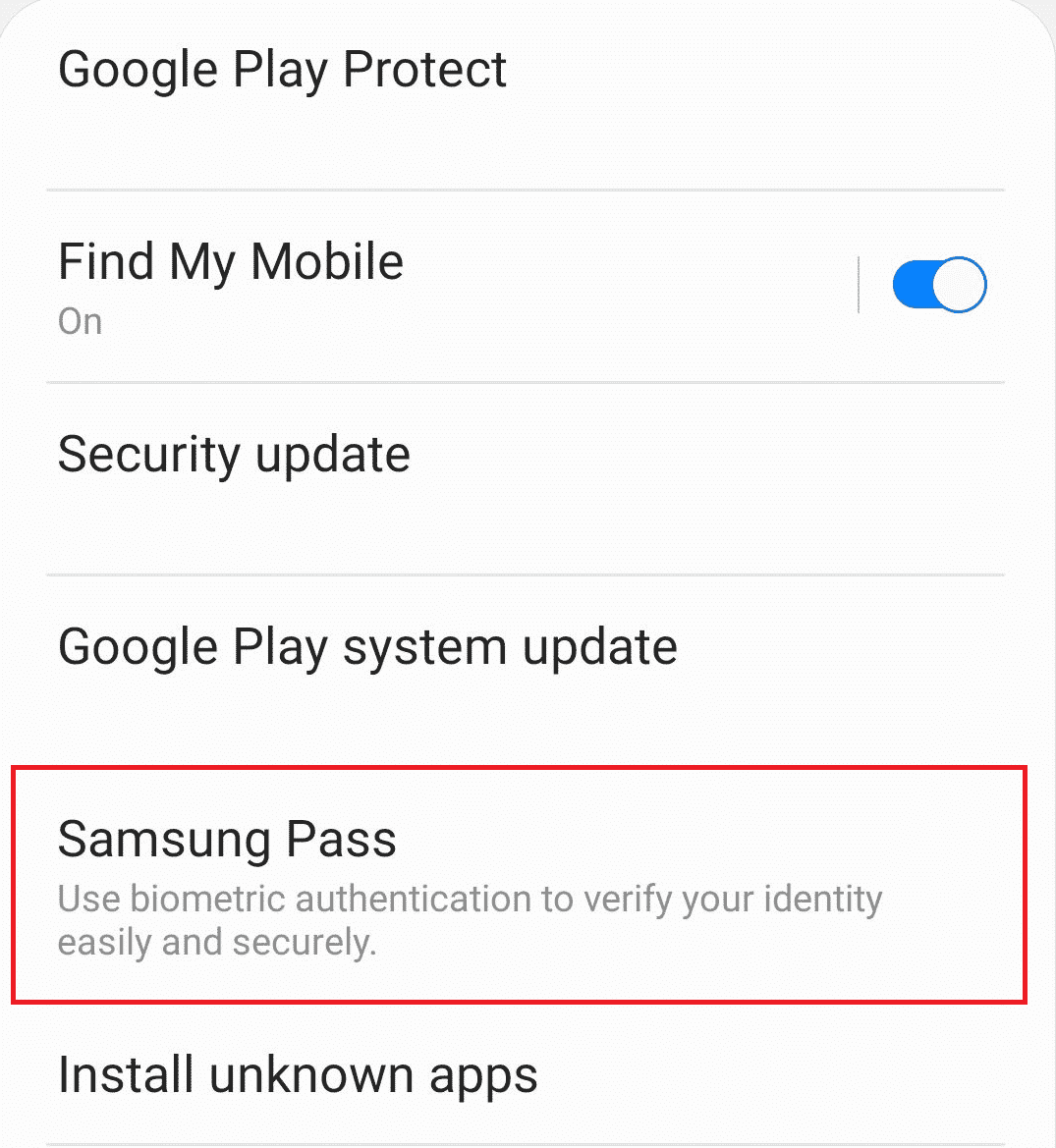 Tippen Sie auf Samsung Pass |