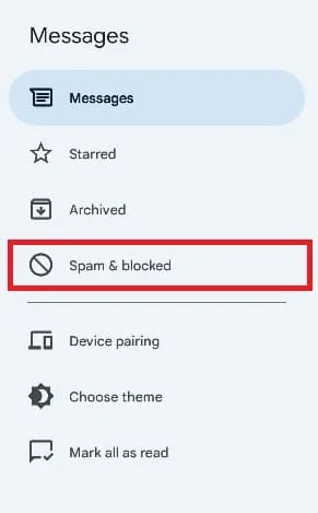 selezionare Spam e bloccati