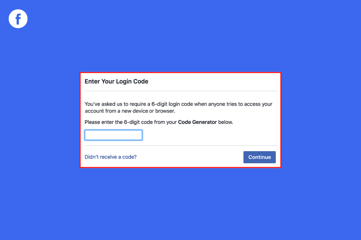 Corrigir o problema do código de login do Facebook