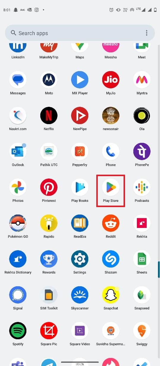 Telefon menüsünden Google Play Store'u açın