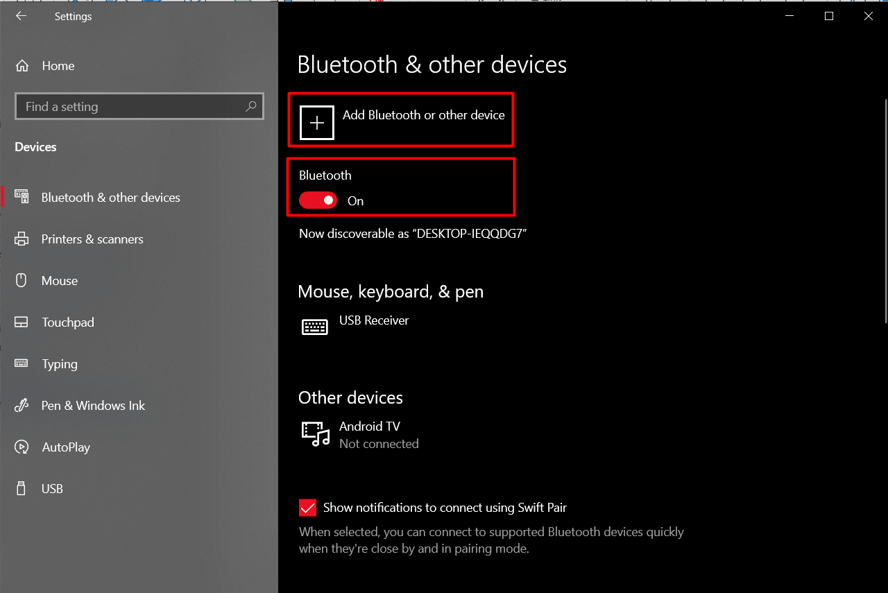 เปิดใช้งาน Bluetooth แล้วคลิกที่ Add Bluetooth or other device | วิธีแก้ไข Magic Mouse ไม่เชื่อมต่อกับ Windows 10