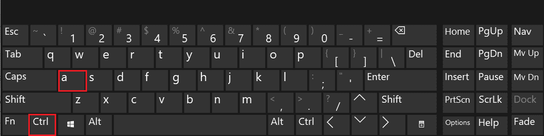 Touches Ctrl + A