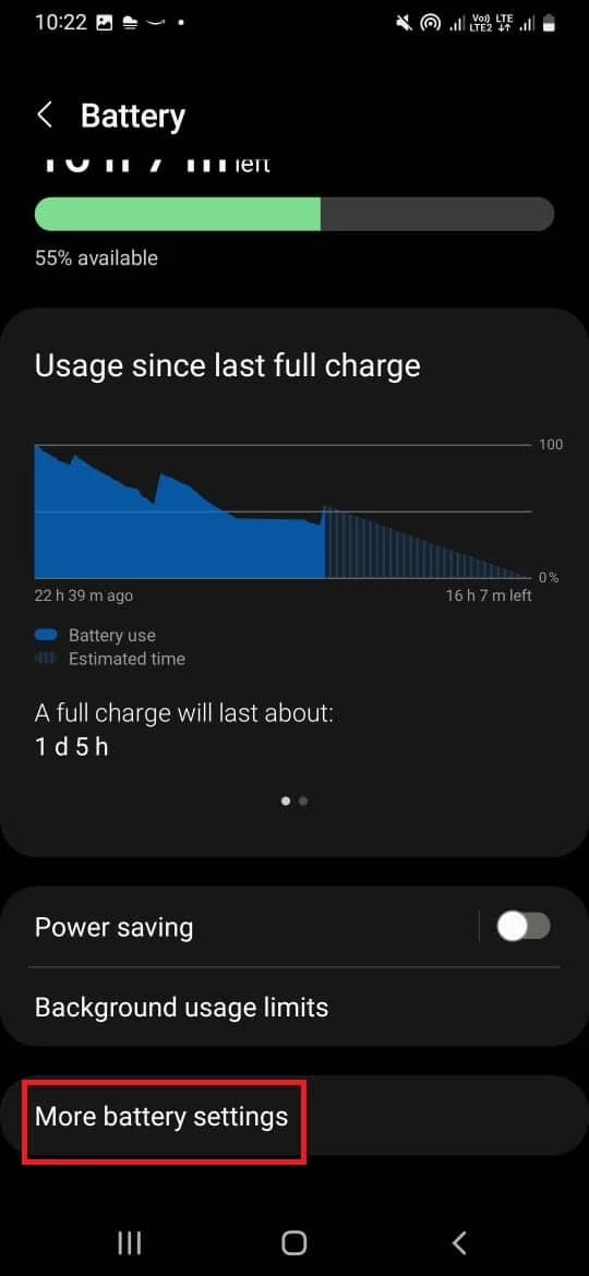 Individua e seleziona Altre impostazioni della batteria. Come rimuovere l'umidità dalla porta di ricarica del telefono