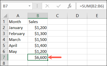 Excel での合計結果