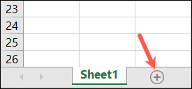 Sinal de adição para adicionar uma planilha no Excel