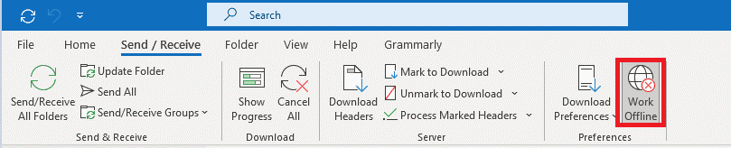 kliknij przycisk Pracuj offline, aby wyłączyć tę funkcję. 14 sposobów naprawienia błędu rozłączenia programu Outlook