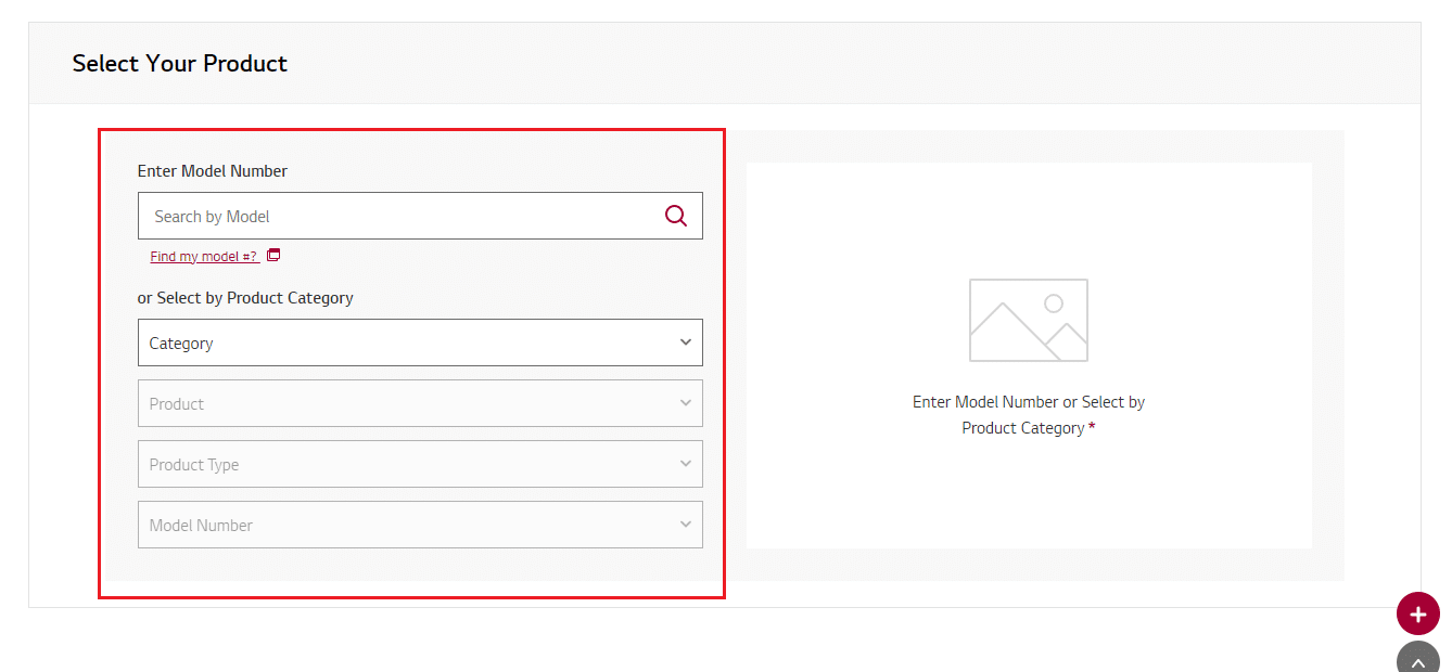 seleziona il tuo modello nella pagina software e firmware lg