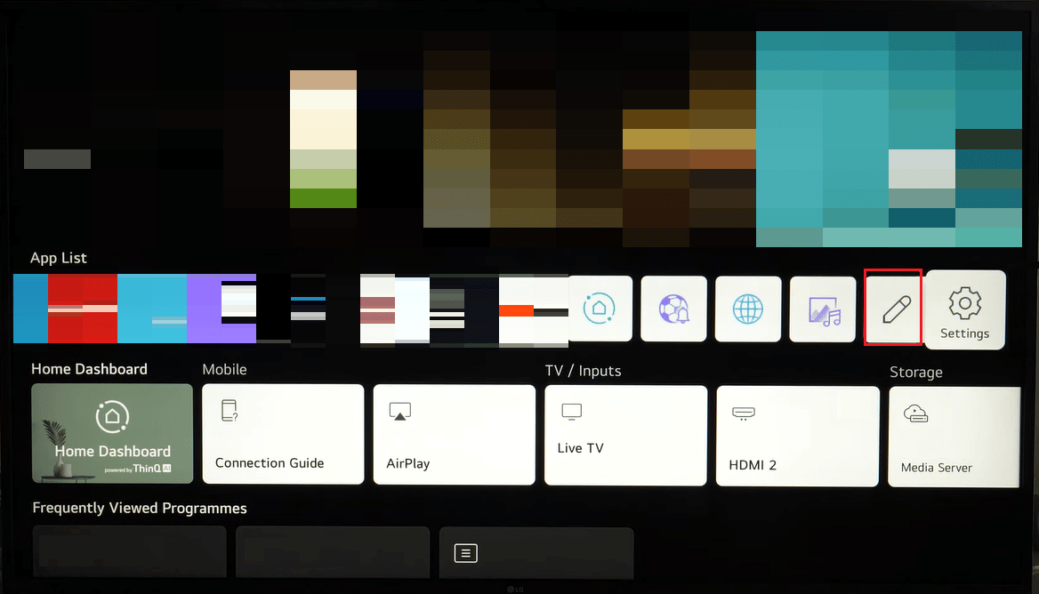 seleccionar icono de lápiz en lg smart tv