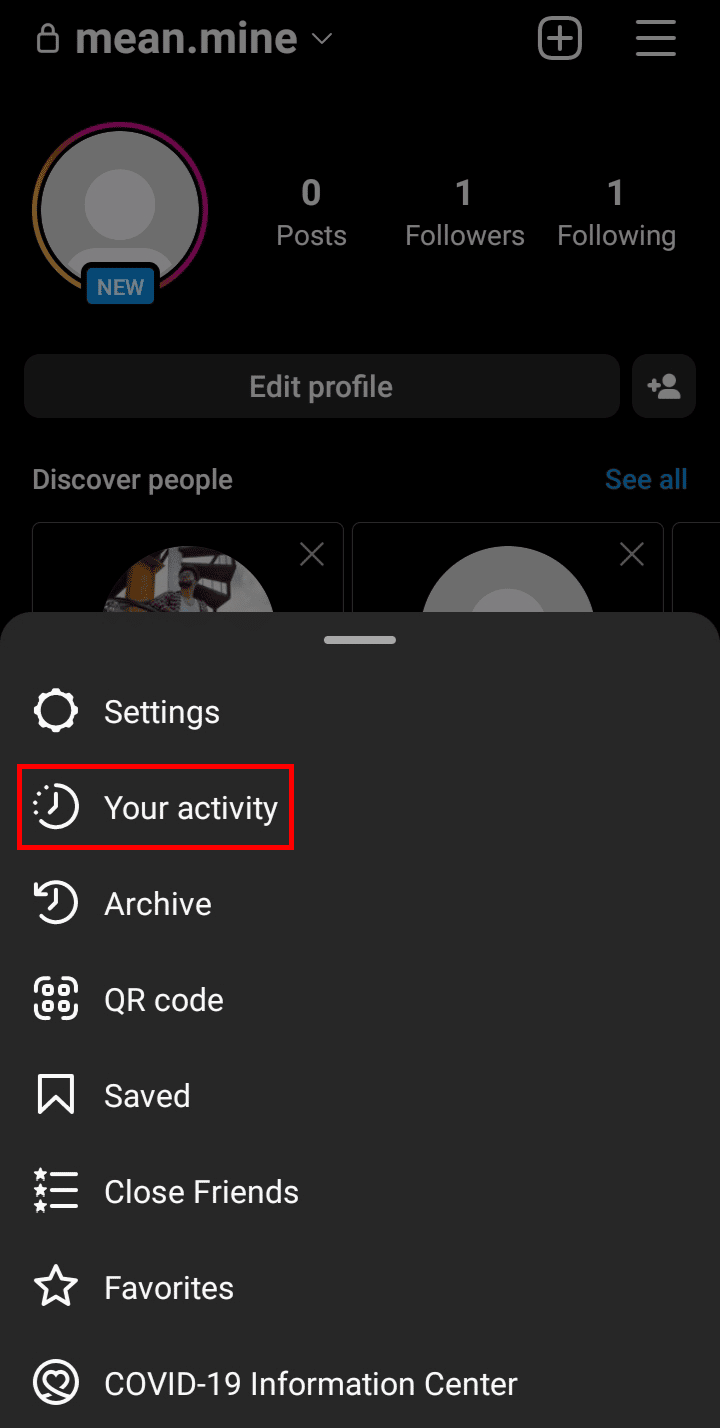 Appuyez sur Votre activité dans le menu qui apparaît en bas de l'écran. | Comment voir les commentaires aimés sur Instagram