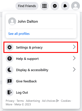 Cliquez sur l'option Paramètres et confidentialité dans le menu. | Comment voir les messages supprimés des amis sur Facebook