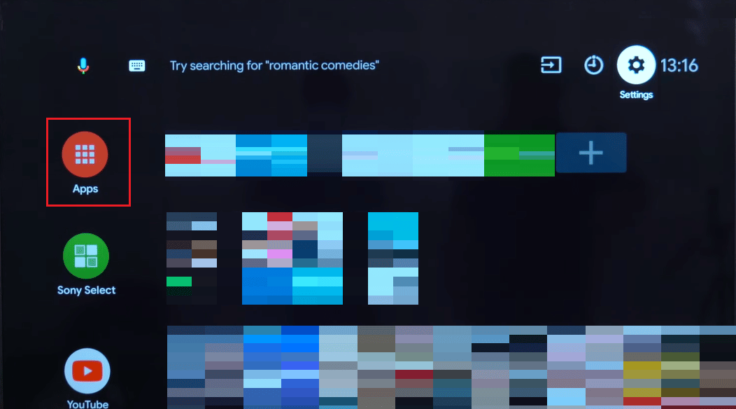 selecione Aplicativos na smart tv sony. Consertar a tela preta da Sony TV Netflix não está funcionando
