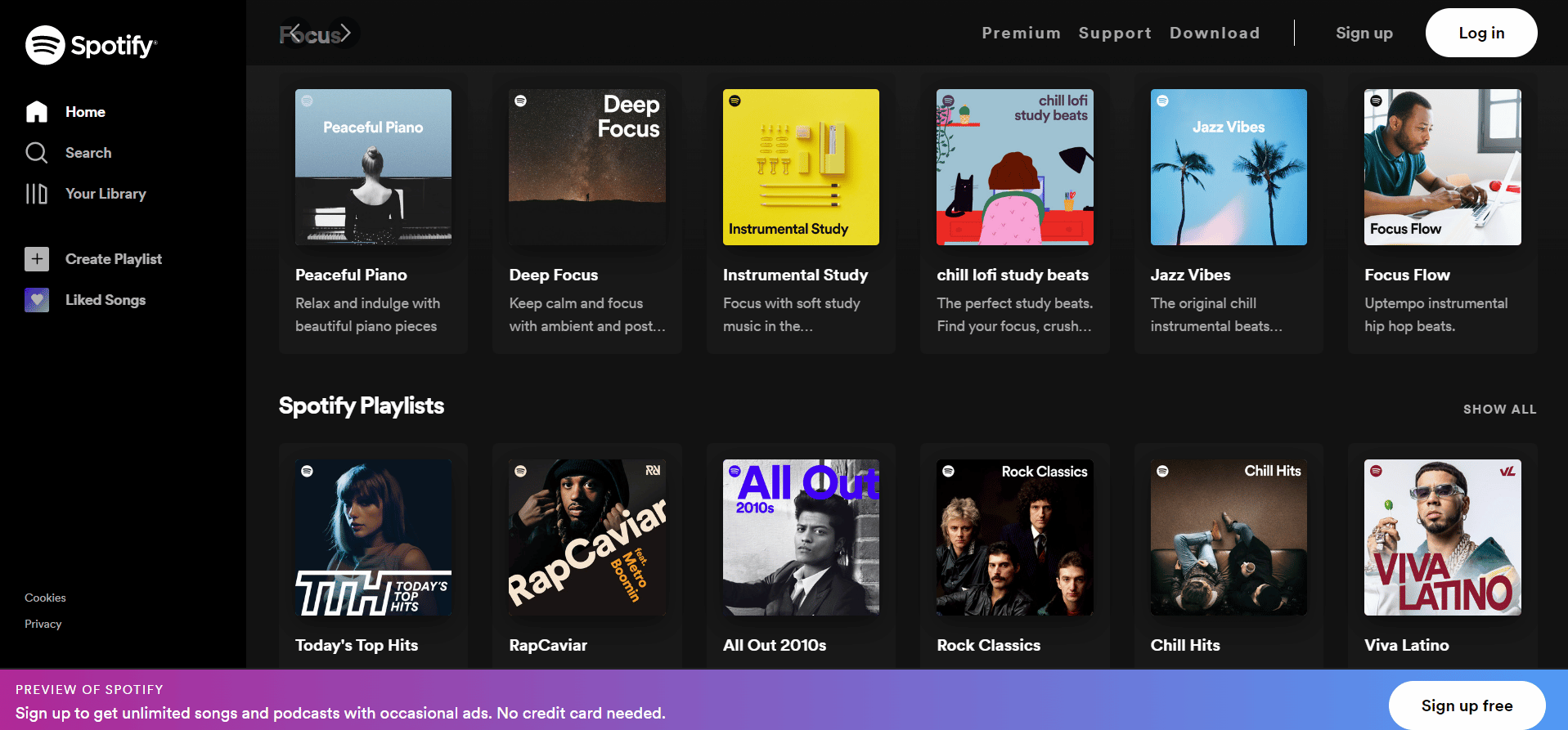 หน้าแรกของ Spotify