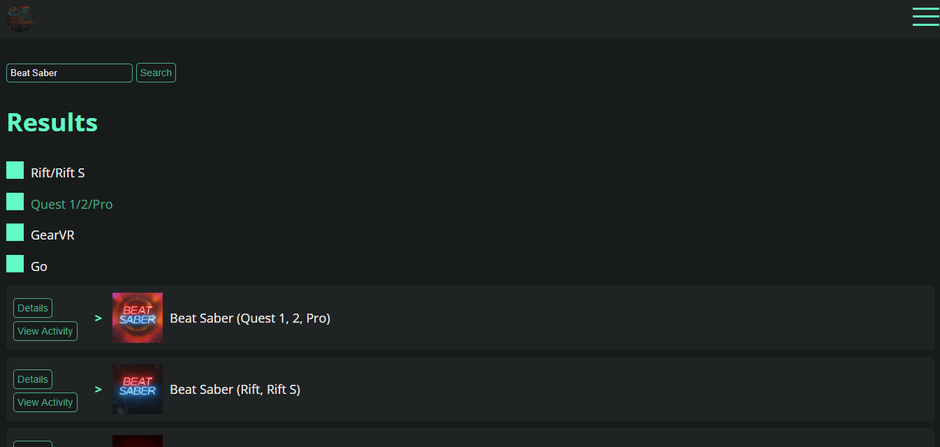 Wersje aplikacji Oculus Wyszukiwarka stron github Beat Sabre