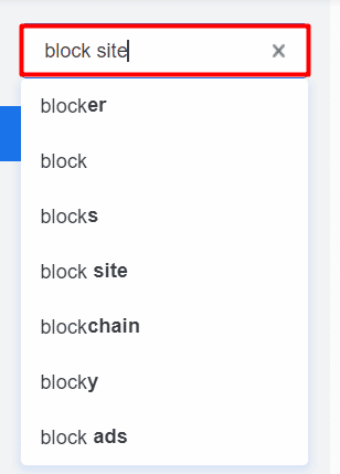 Busque la extensión Block Site en la barra de búsqueda