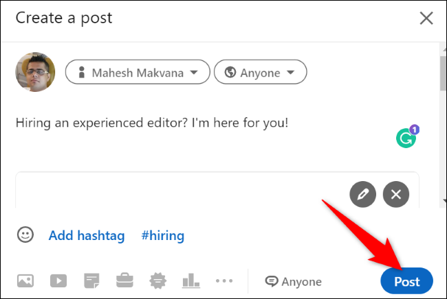 Selectați „Postează” în partea de jos.