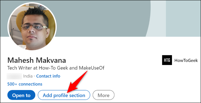 Elija "Agregar sección de perfil".