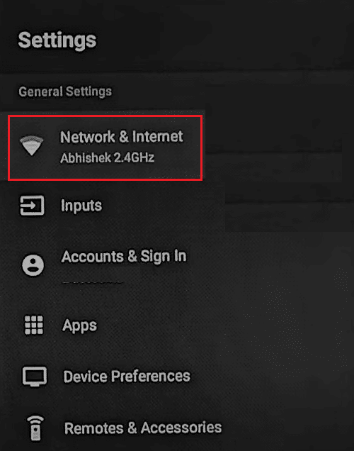 Öffnen Sie Netzwerk und Internet in mi tv