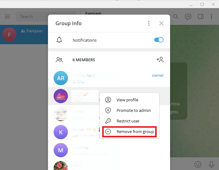 Cliquez sur Supprimer du groupe. Comment ajouter des membres dans le groupe Telegram