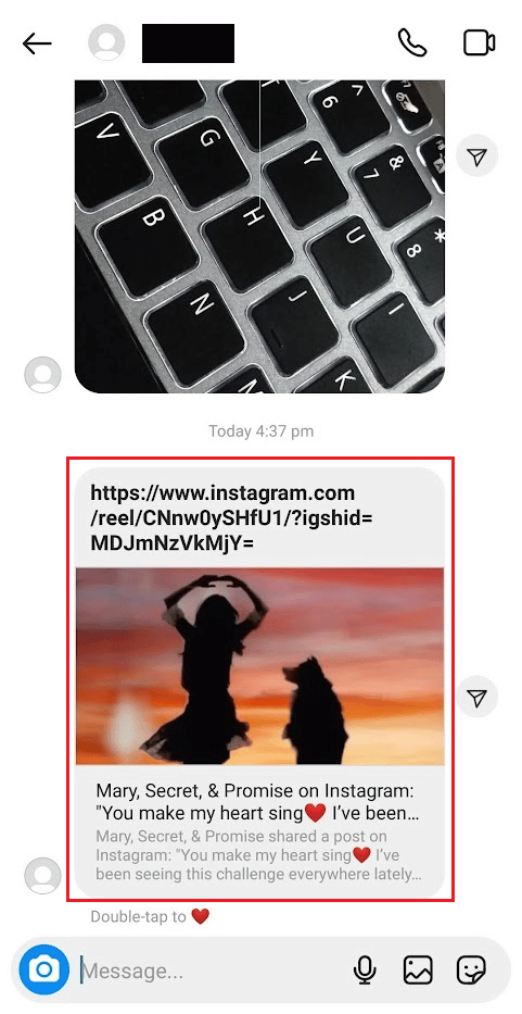 Appuyez sur le message reçu pour l'ouvrir sur votre application IG