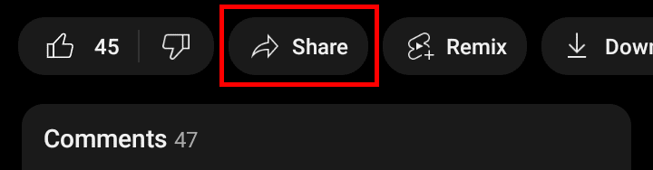Нажмите на опцию «Поделиться» под видео.