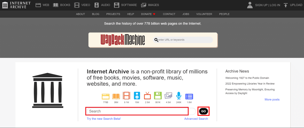 Incolla il link copiato nella casella di ricerca e fai clic sull'opzione VAI per cercare