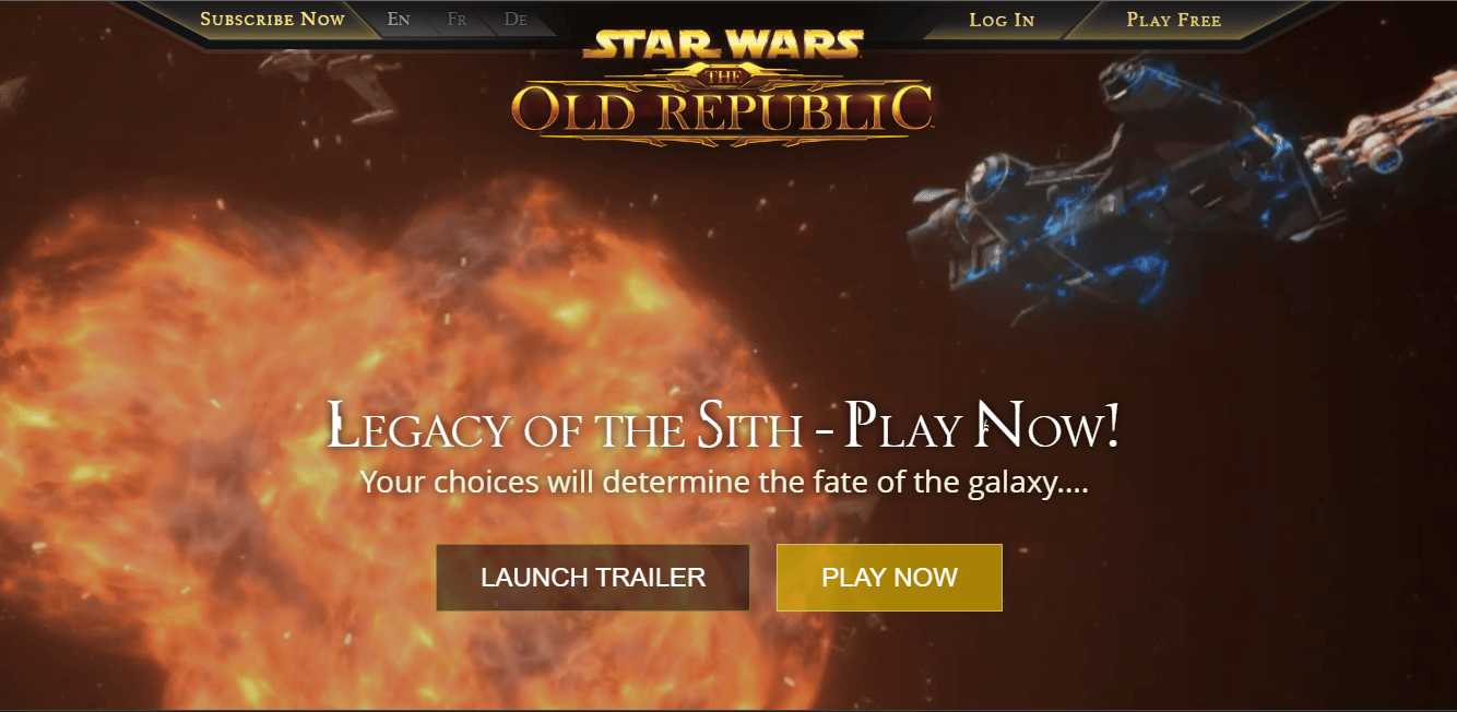 เว็บไซต์อย่างเป็นทางการของ Star Wars The Old Republic