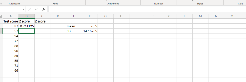 Presione enter para obtener la puntuación z. Cómo calcular la puntuación Z en Excel