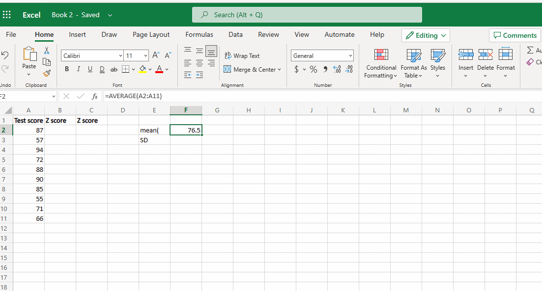 Appuyez sur la touche Entrée. Comment calculer le score Z dans Excel