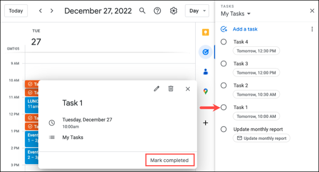 Tandai tugas sebagai selesai di Google Kalender