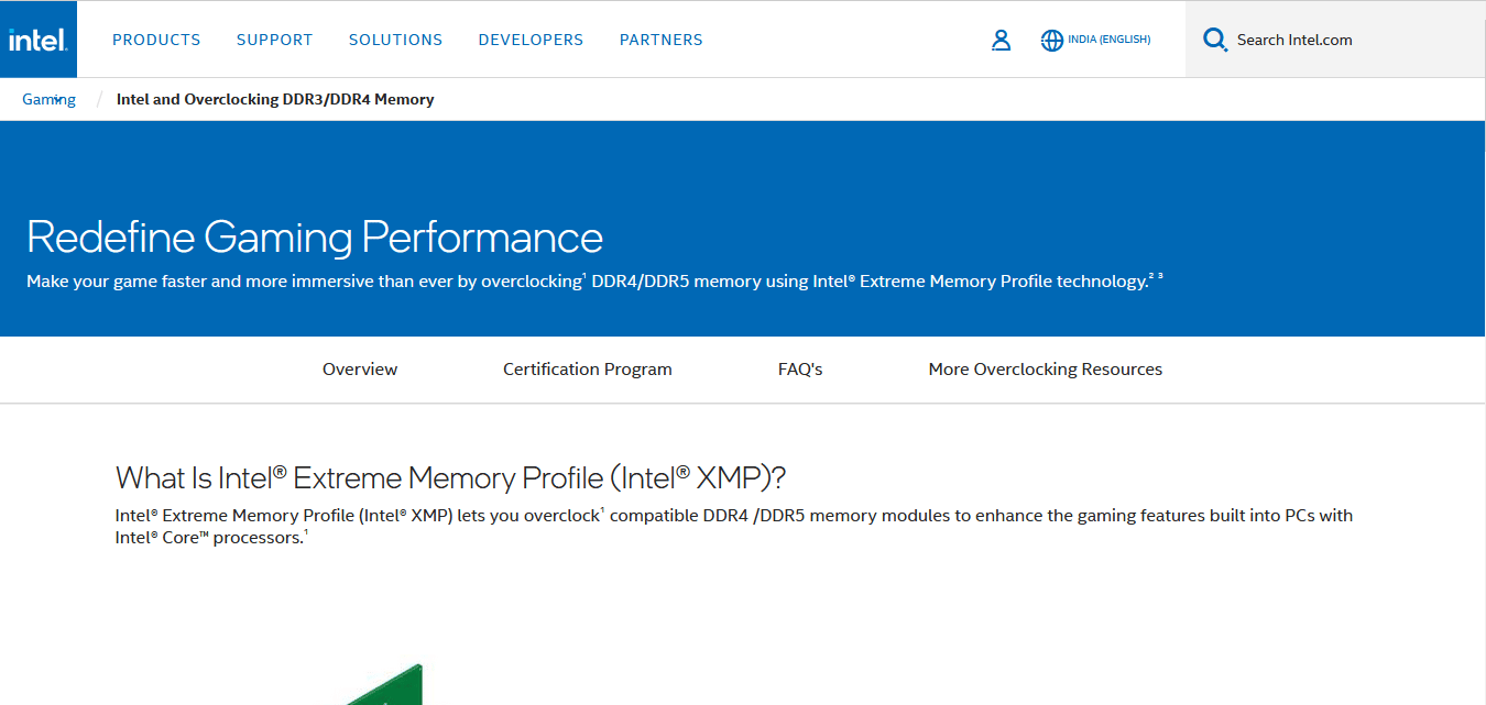 โปรไฟล์ Intel Extreme Memory