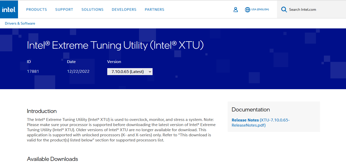 ntel Extreme Tuning Utility