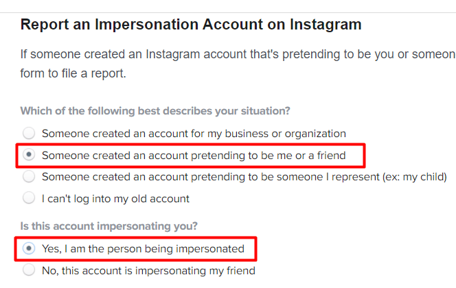 Qualcuno ha creato un account fingendo di essere me o un amico | Come ottenere la rimozione di Instagram da qualcuno