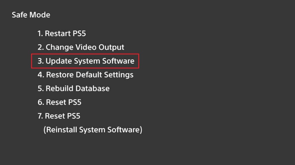 ps5 sistem yazılımını güvenli modda güncelleyin. PS5 Yanıp Sönen Beyaz Işık Hatasını Düzeltin