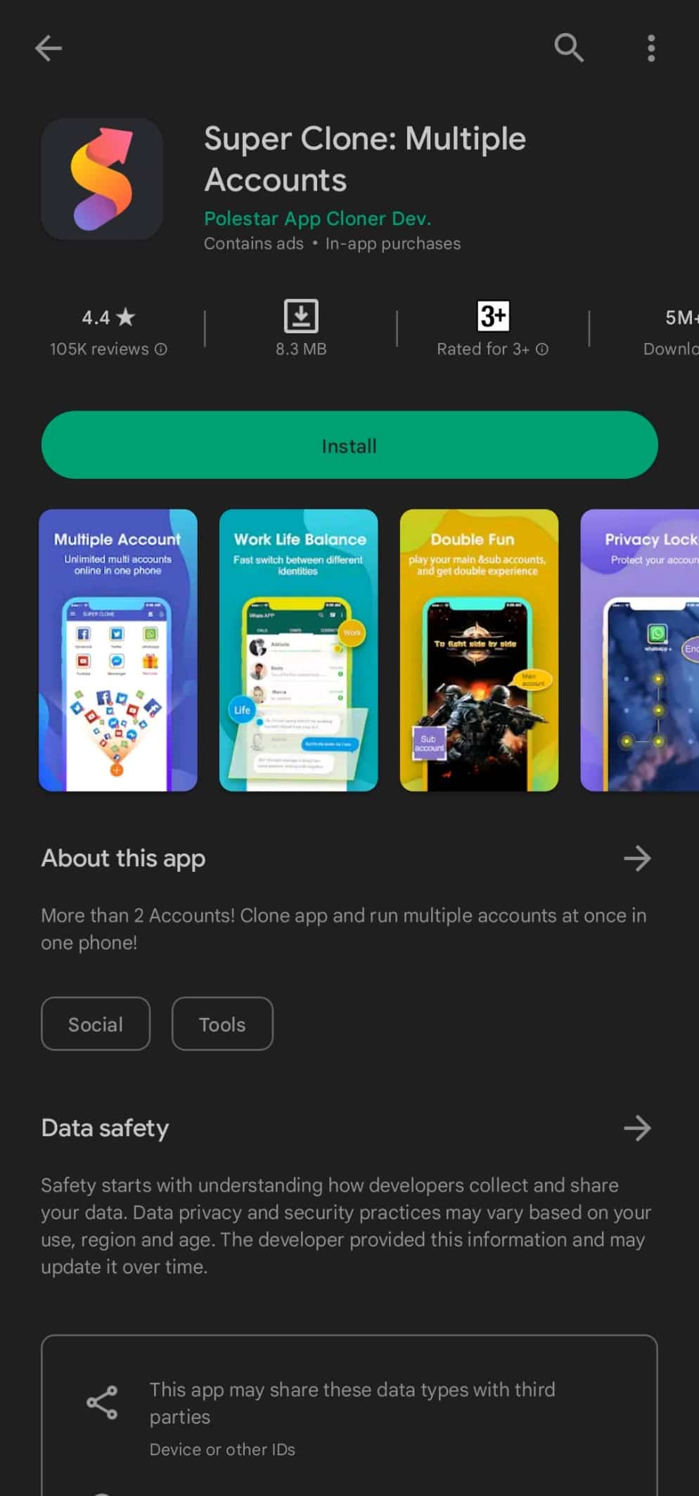 super clone: ​​account multipli. Come installare la stessa app due volte senza spazio parallelo