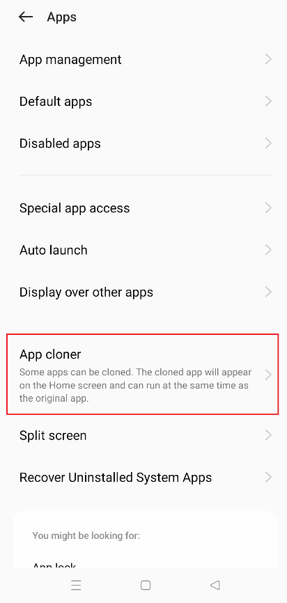 App Cloner オプションを選択します。並列スペースなしで同じアプリを 2 回インストールする方法