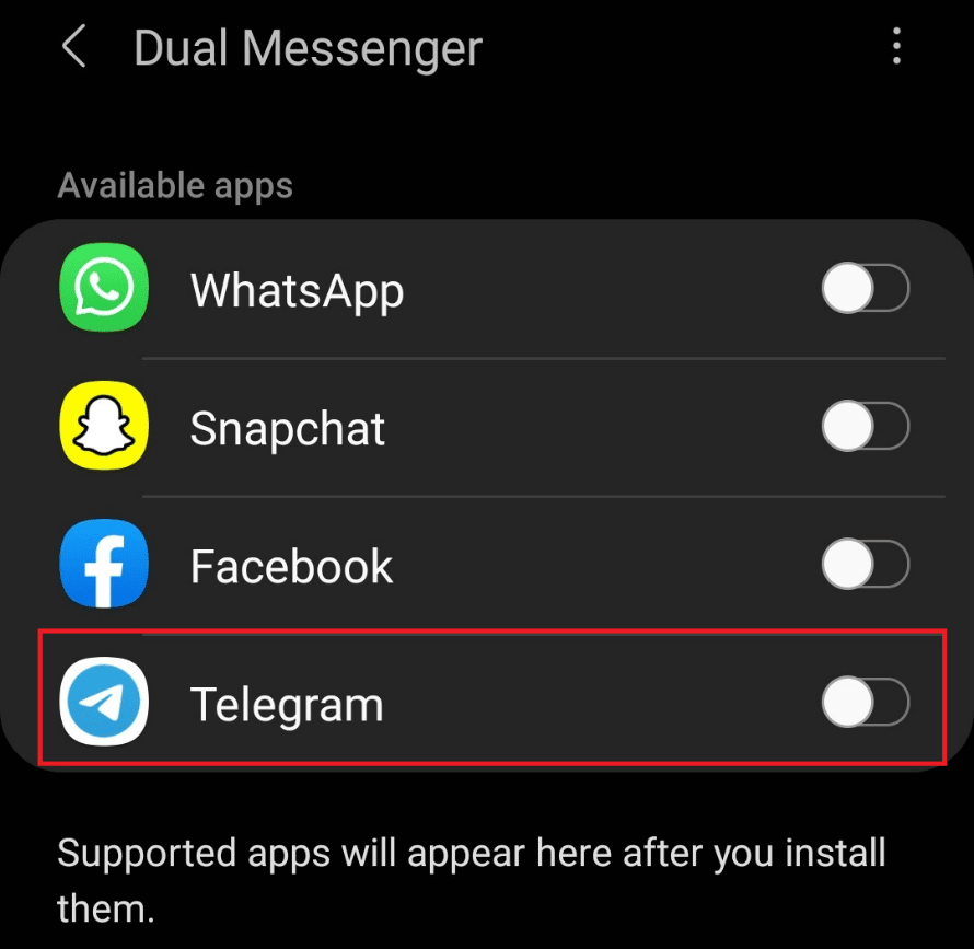 Seleccionando Telegram para clonar