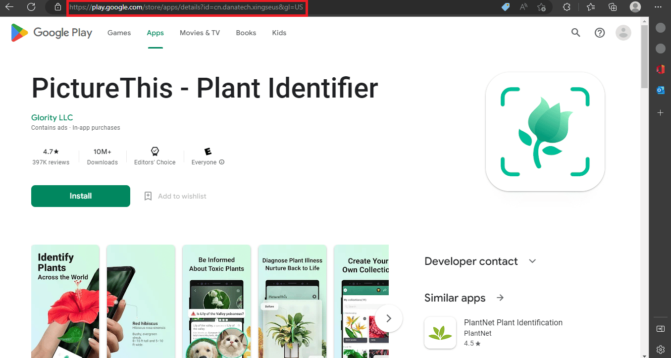 PictureThis - Página de inicio del identificador de plantas