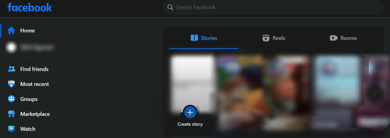 mostrando la sezione delle storie sul feed di Facebook