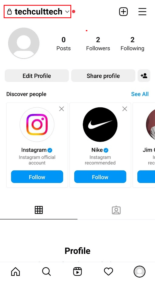 Atingeți opțiunea drop-down Nume utilizator IG