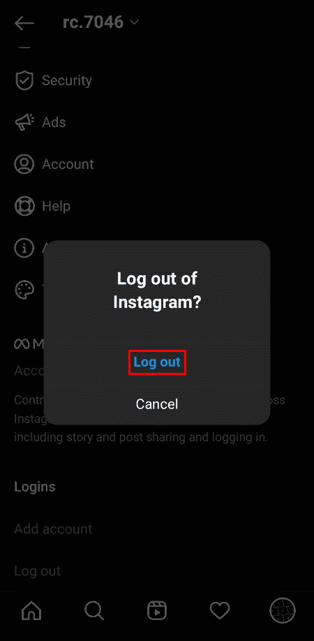 Appuyez sur Se déconnecter pour confirmer votre action. | Comment supprimer un compte mémorisé sur Instagram