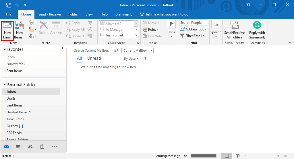 klik Email Baru. Perbaiki Tombol Tanda Tangan Tidak Berfungsi di Outlook