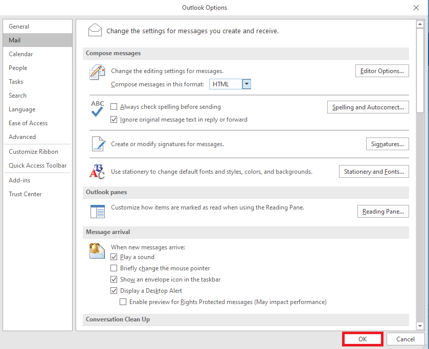 cliquez sur OK pour enregistrer les modifications. Correction du bouton de signature ne fonctionnant pas dans Outlook