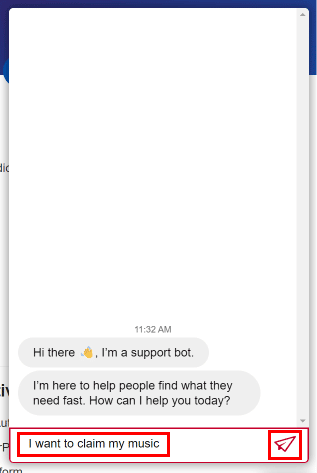 Pojawi się okno czatu, wpisz, że chcę zgłosić roszczenie do mojej muzyki i wyślij ją. | Jak usunąć konto iHeartRadio