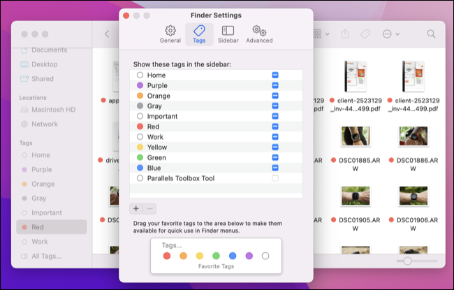 Finder でタグを使用して、場所に関係なくファイルをグループ化します