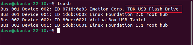 Usando lsusb para enumerar los dispositivos USB conectados