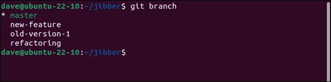 إدراج الفروع المحلية بأمر git Branch