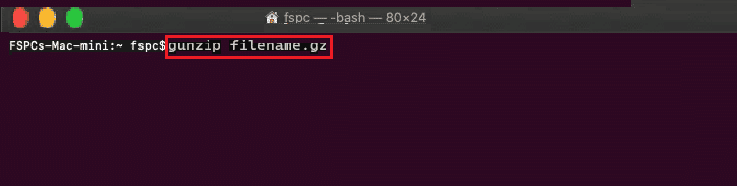 gunzip filename.gz mac الأمر Terminal